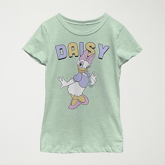 Daisy Little & Big Kid Girls Crew Neck Short Sleeve Slim Fit Mickey and Friends Mickey Mouse Minnie Mouse Graphic T-Shirt