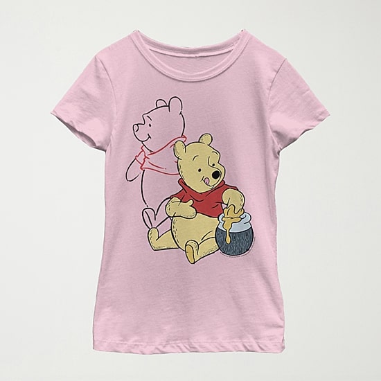 Little & Big Kid Girls Crew Neck Short Sleeve Slim Fit Winnie The Pooh Graphic T-Shirt