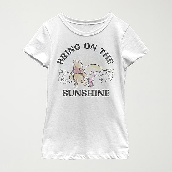 Little & Big Kid Girls Crew Neck Short Sleeve Slim Fit Winnie The Pooh Graphic T-Shirt