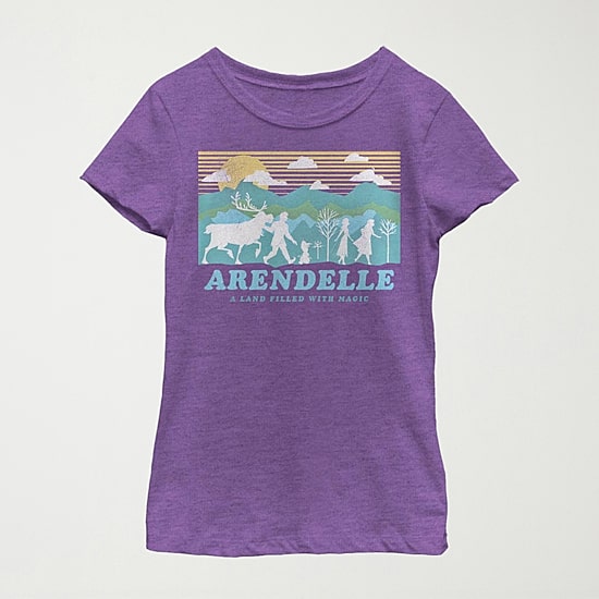 Arendelle Little & Big Kid Girls Crew Neck Short Sleeve Slim Fit Frozen Graphic T-Shirt