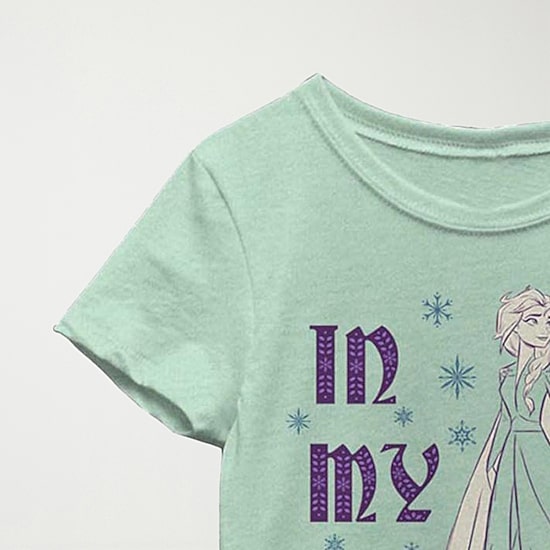 Disney Little & Big Kid Girls Crew Neck Short Sleeve Slim Fit Princess Frozen Graphic T-Shirt