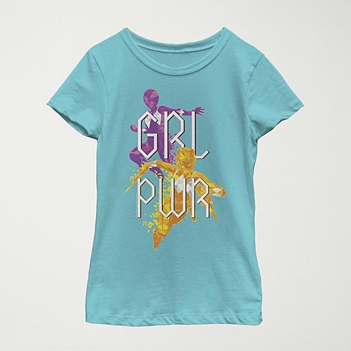 Little & Big Kid Girls Crew Neck Short Sleeve Slim Fit Power Rangers Graphic T-Shirt, X-large, Blue