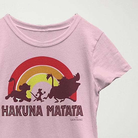 Hakuna Matata Little & Big Kid Girls Crew Neck Short Sleeve Slim Fit The Lion King Graphic T-Shirt