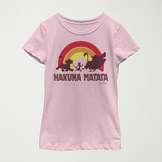 Hakuna Matata Little & Big Kid Girls Crew Neck Short Sleeve Slim Fit The Lion King Graphic T-Shirt