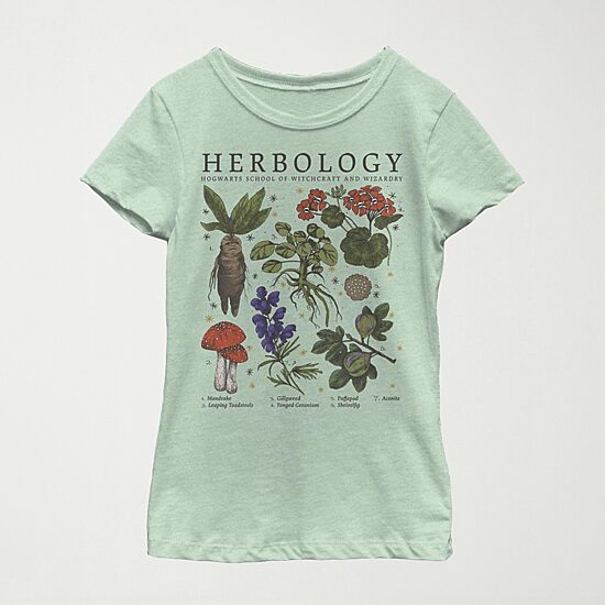 Herbology Little & Big Kid Girls Crew Neck Short Sleeve Slim Fit Harry Potter Graphic T-Shirt