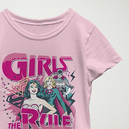 Little & Big Kid Girls Crew Neck Short Sleeve Slim Fit DC Comics Justice League Graphic T-Shirt