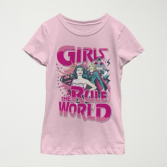 Little & Big Kid Girls Crew Neck Short Sleeve Slim Fit DC Comics Justice League Graphic T-Shirt