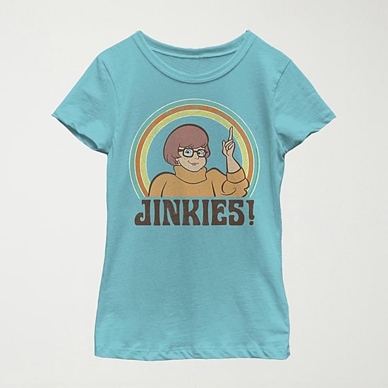 Jinkies Velma Little & Big Kid Girls Crew Neck Short Sleeve Slim Fit Scooby Doo Graphic T-Shirt