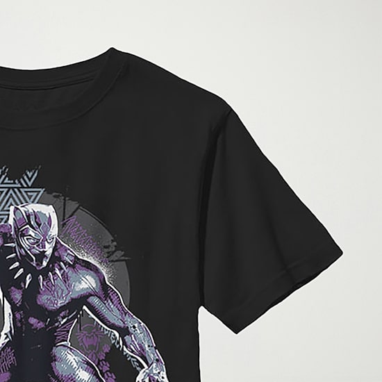 Little & Big Kid Boys Crew Neck Short Sleeve Regular Fit Black Panther Marvel Graphic T-Shirt