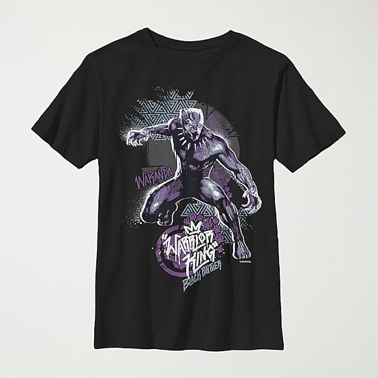 Little & Big Kid Boys Crew Neck Short Sleeve Regular Fit Black Panther Marvel Graphic T-Shirt