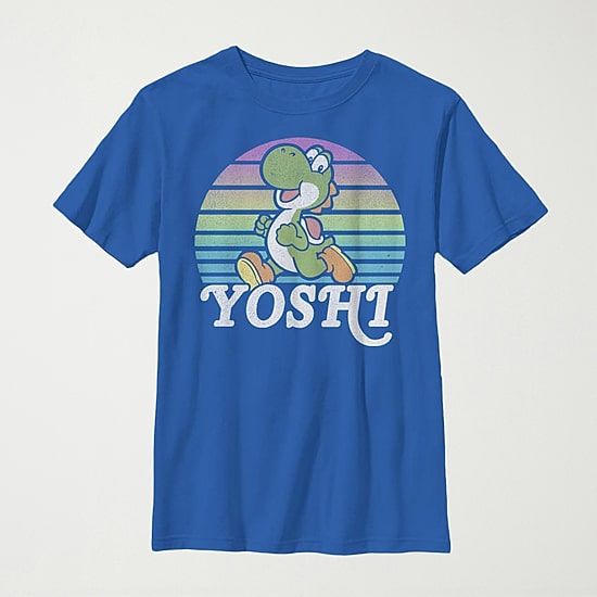 Little & Big Kid Boys Crew Neck Short Sleeve Slim Fit Super Mario Yoshi Graphic T-Shirt