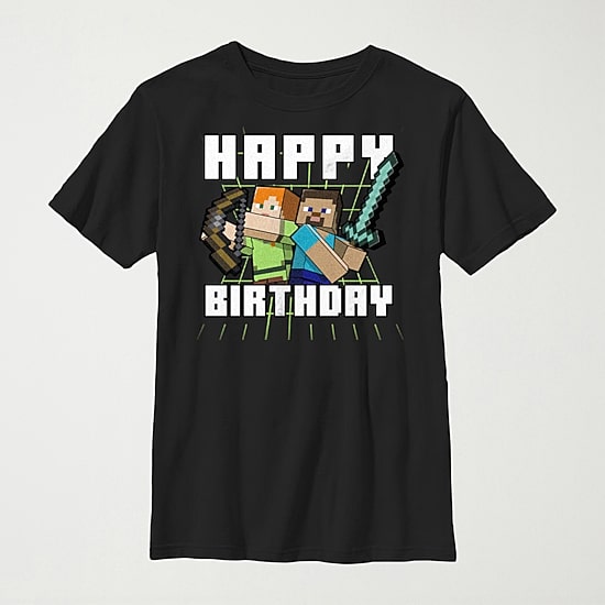 Little & Big Kid Boys Crew Neck Short Sleeve Slim Fit Minecraft Graphic T-Shirt