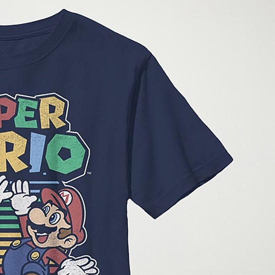Little & Big Kid Boys Crew Neck Short Sleeve Slim Fit Super Mario Graphic T-Shirt