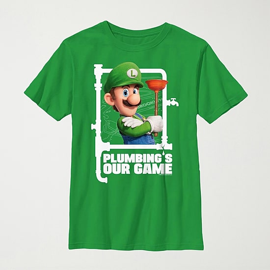 Little & Big Kid Boys Crew Neck Short Sleeve Regular Fit Luigi Super Mario Graphic T-Shirt
