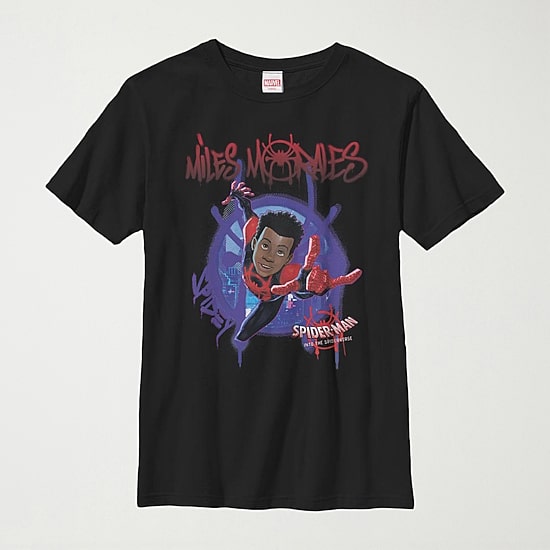 Miles Morales Little & Big Kid Boys Crew Neck Short Sleeve Slim Fit Spiderman Graphic T-Shirt