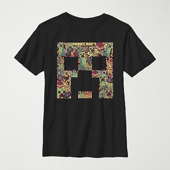 Little & Big Kid Boys Crew Neck Short Sleeve Slim Fit Minecraft Graphic T-Shirt