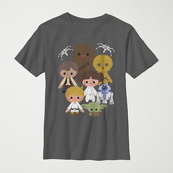 Little & Big Kid Boys Crew Neck Short Sleeve Slim Fit Star Wars Graphic T-Shirt