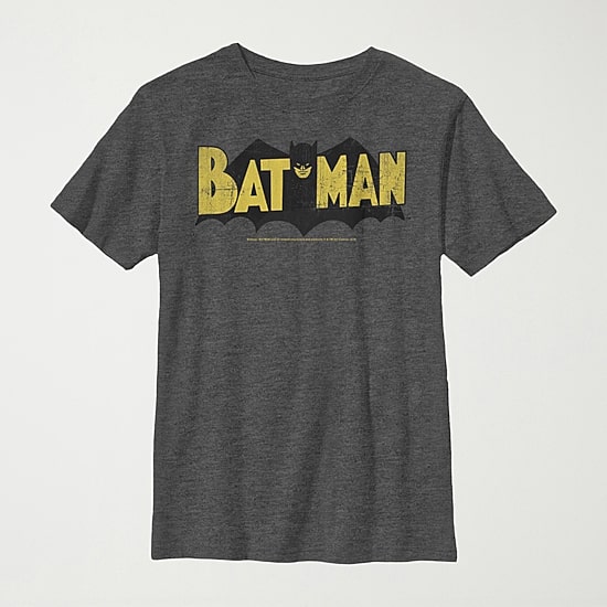 Little & Big Kid Boys Crew Neck Short Sleeve Slim Fit Batman Graphic T-Shirt