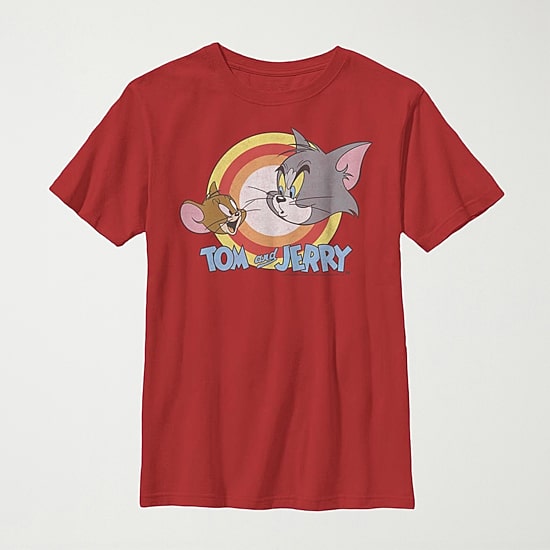 Little & Big Kid Boys Crew Neck Short Sleeve Slim Fit Tom and Jerry Graphic T-Shirt