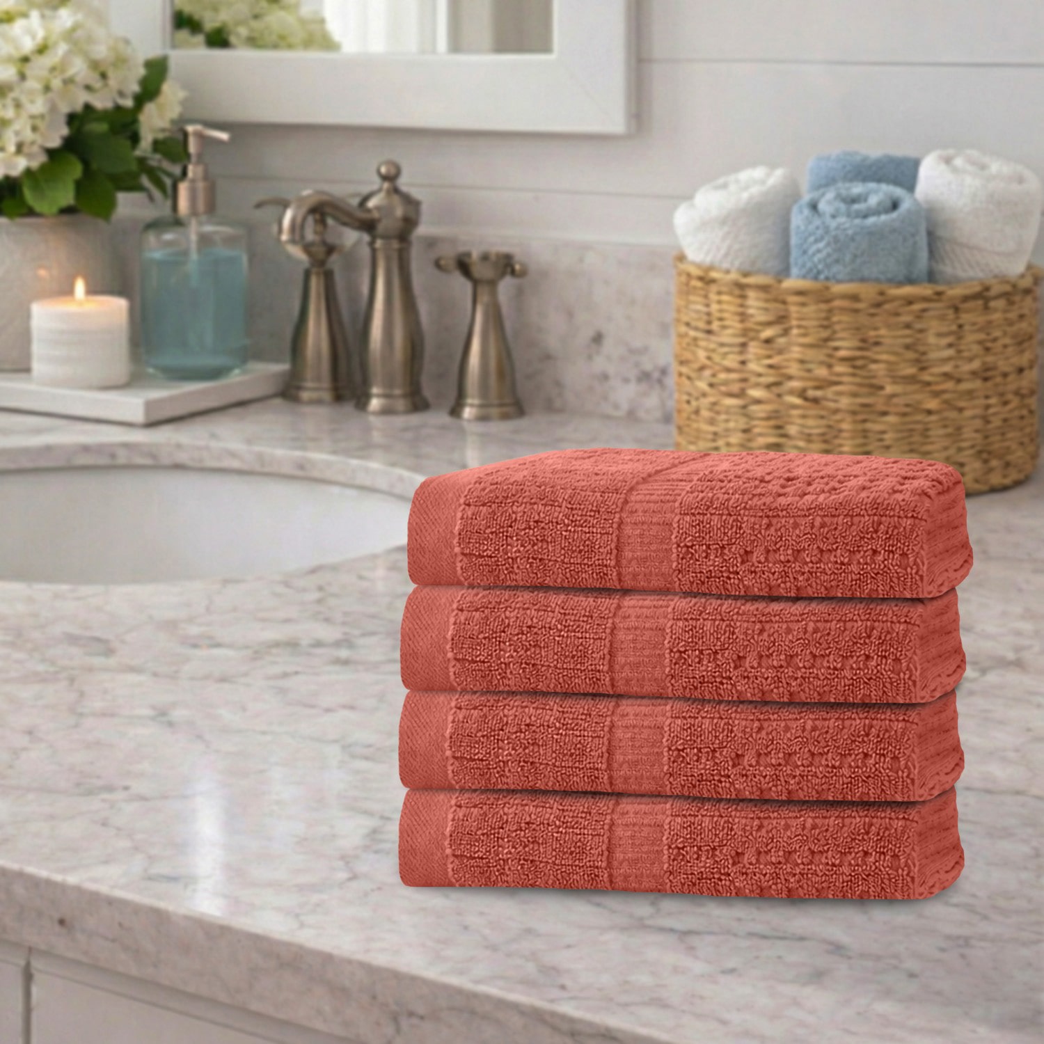Home Weavers Inc Willow Collection 100% Cotton Zero Twist 4-pc. Hand Towel