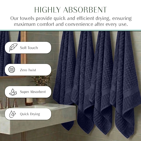 Home Weavers Inc Willow Collection 100% Cotton Zero Twist 6-pc. Hand Towel