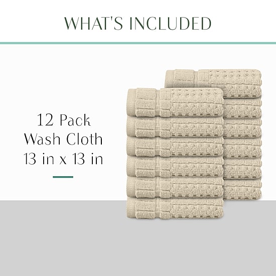 Home Weavers Inc Willow Collection 100% Cotton Zero Twist 12-pc. Quick Dry Washcloth