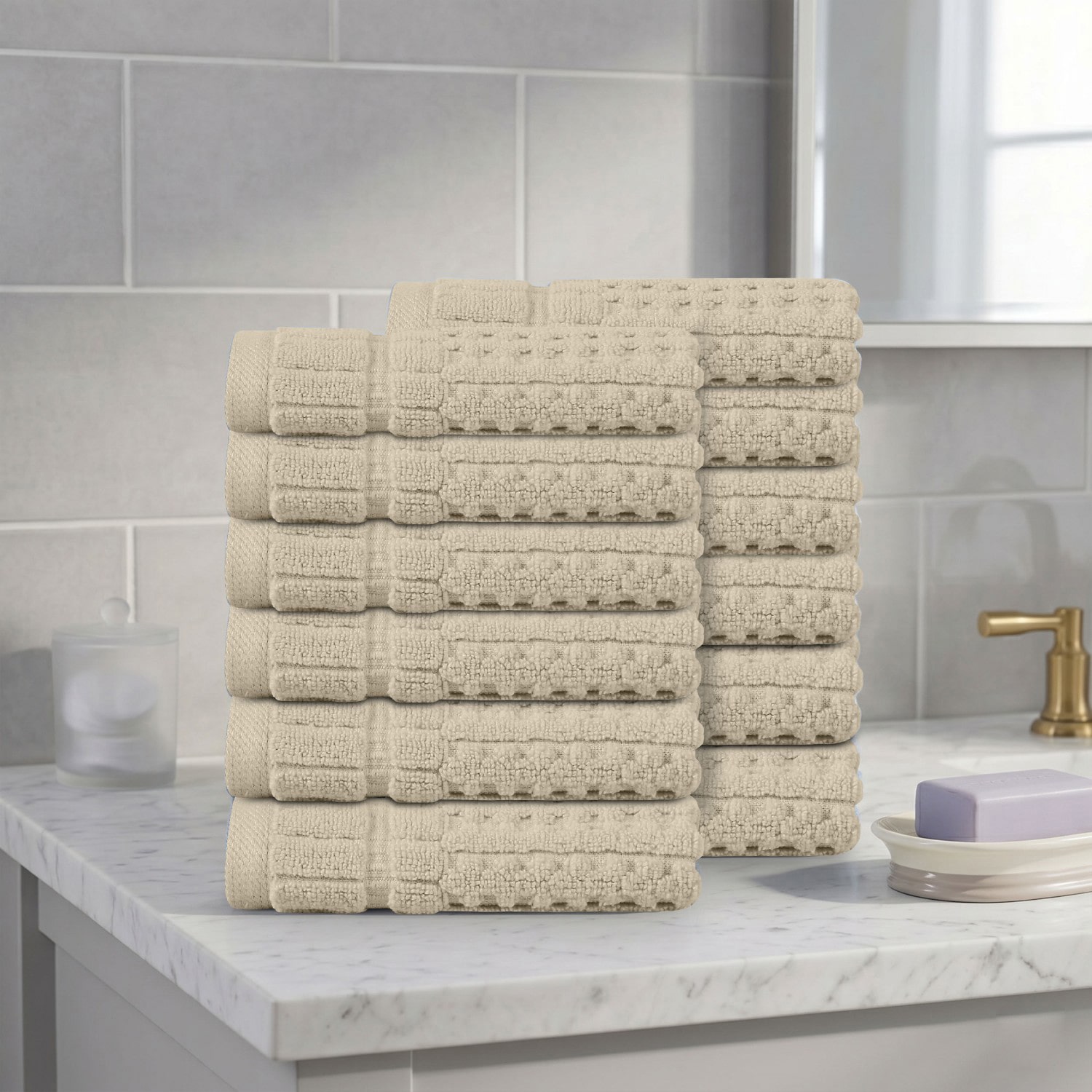 Home Weavers Inc Willow Collection 100% Cotton Zero Twist 12-pc. Quick Dry Washcloth