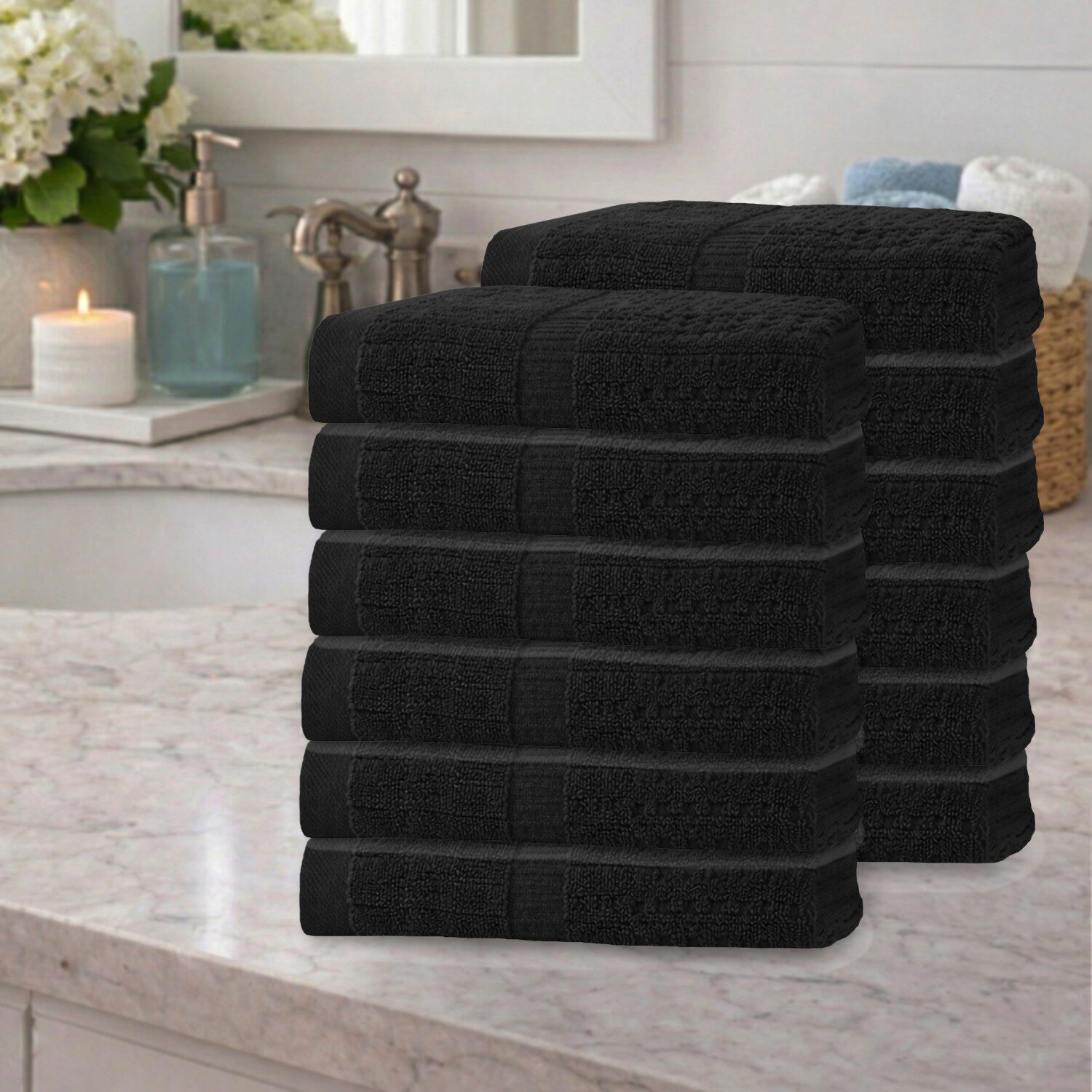 Home Weavers Inc Willow Collection 100% Cotton Zero Twist 12-pc. Hand Towel