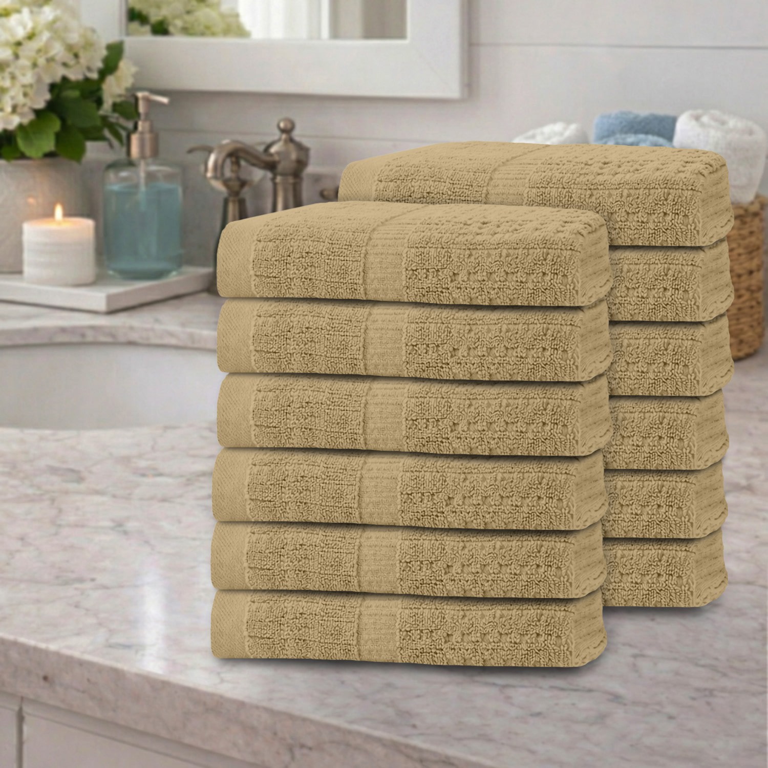 Home Weavers Inc Willow Collection 100% Cotton Zero Twist 12-pc. Hand Towel