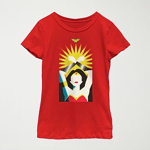 Little & Big Kid Girls Crew Neck Short Sleeve Regular Fit DC Comics Wonder Woman Graphic T-Shirt, X-small, Red