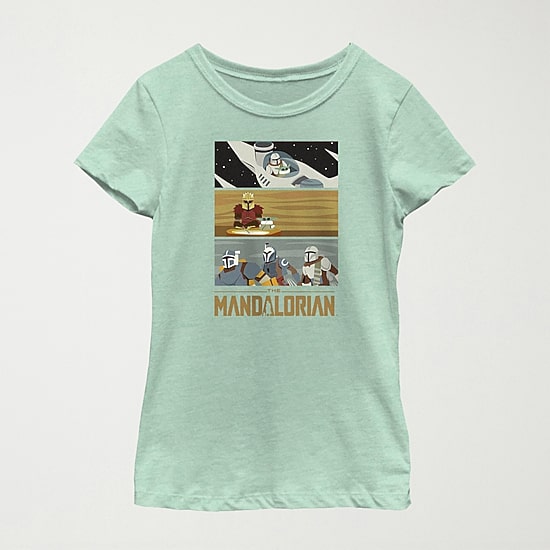 The Mandalorian Little & Big Kid Girls Crew Neck Short Sleeve Regular Fit Star Wars Graphic T-Shirt