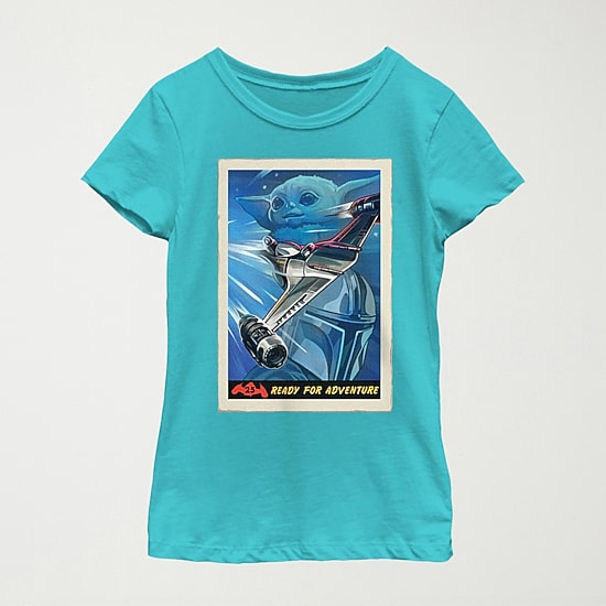 The Mandalorian Little & Big Kid Girls Crew Neck Short Sleeve Regular Fit Star Wars Graphic T-Shirt