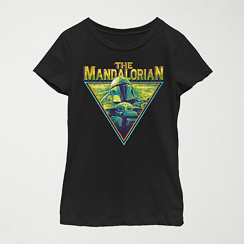 The Mandalorian Little & Big Kid Girls Crew Neck Short Sleeve Regular Fit Star Wars Graphic T-Shirt, X-small, Black