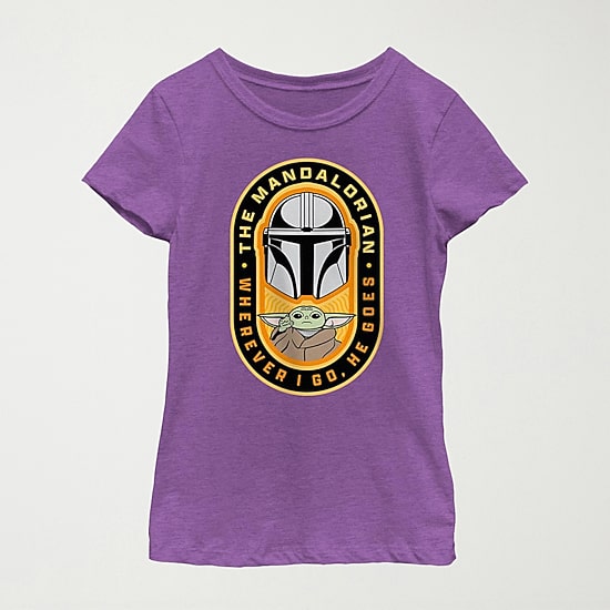 The Mandalorian Little & Big Kid Girls Crew Neck Short Sleeve Regular Fit Star Wars Graphic T-Shirt