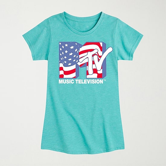 Little & Big Kid Girls Crew Neck Short Sleeve Regular Fit MTV Graphic T-Shirt