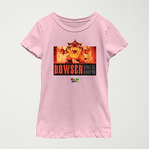 The Super Mario Bros. Movie Little & Big Kid Girls Crew Neck Short Sleeve Regular Fit Luigi Super Mario Graphic T-Shirt, Small, Pink