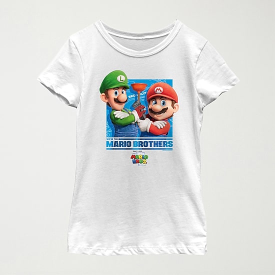 The Super Mario Bros. Movie Little & Big Kid Girls Crew Neck Short Sleeve Regular Fit Luigi Super Mario Graphic T-Shirt