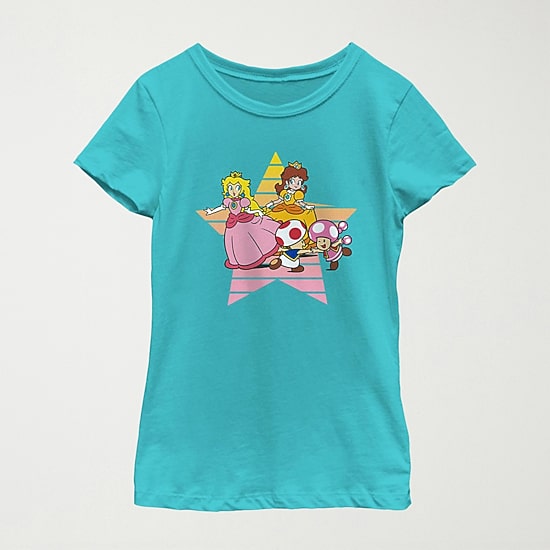 Little & Big Kid Girls Round Neck Short Sleeve Regular Fit Nintendo Graphic T-Shirt