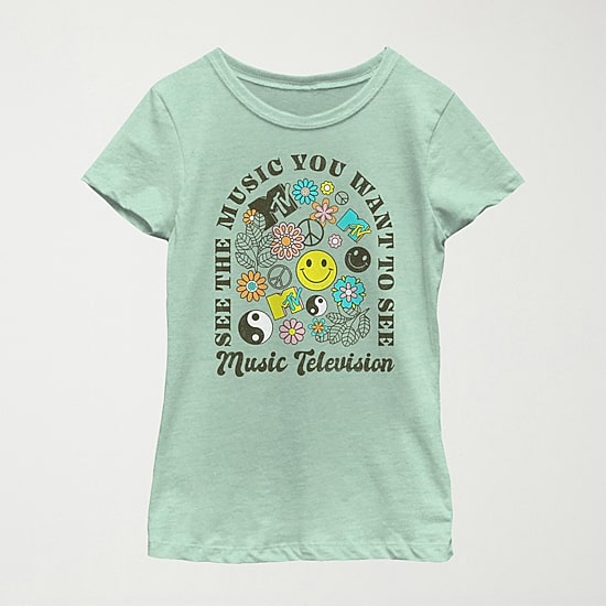Big Kid Girls Round Neck Short Sleeve Regular Fit MTV Graphic T-Shirt