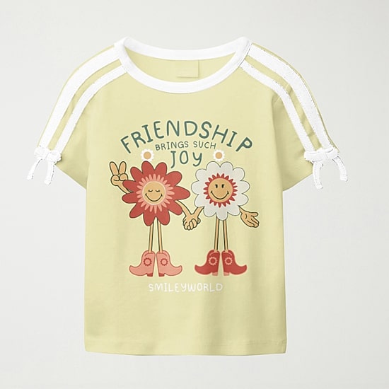 Smiley Little & Big Kid Girls Round Neck Short Sleeve Regular Fit Graphic T-Shirt