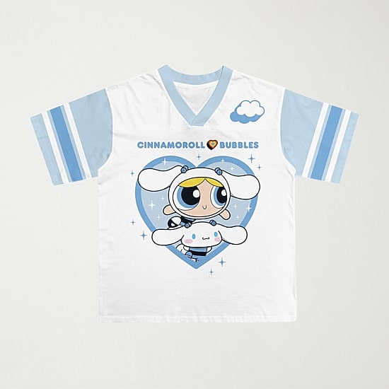 Little & Big Kid Girls V Neck Hello Kitty Powerpuff Girls Short Sleeve Jersey