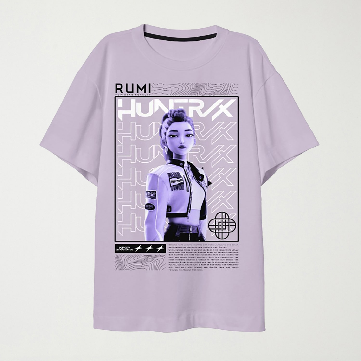 Rumi Big Kid Girls Crew Neck Short Sleeve Oversized KPop Demon Hunters Graphic T-Shirt