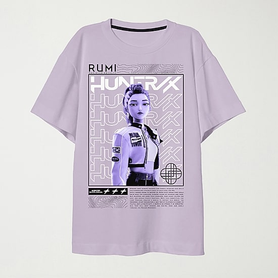 Rumi Big Kid Girls Crew Neck Short Sleeve Oversized KPOP Demon Hunters Graphic T-Shirt