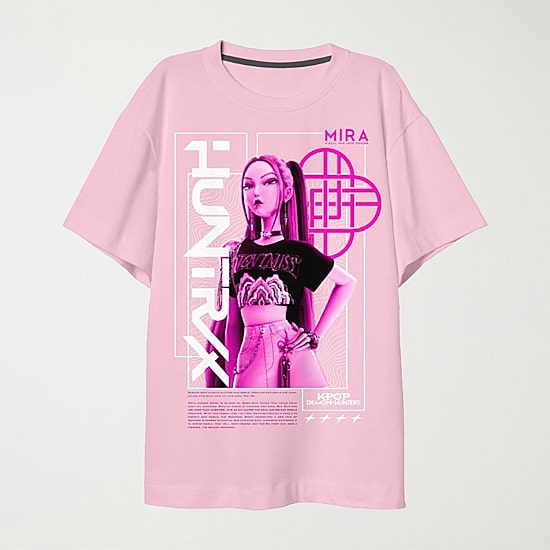 Mira Big Kid Girls Crew Neck Short Sleeve Oversized KPOP Demon Hunters Graphic T-Shirt