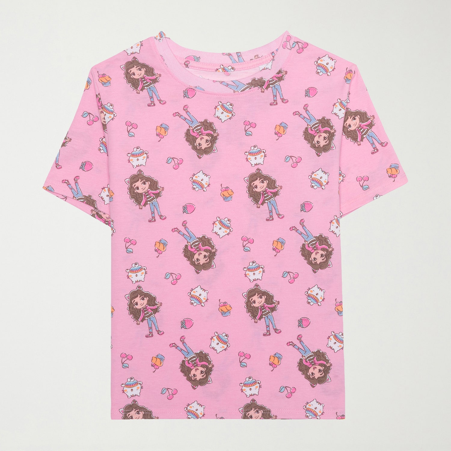 Little & Big Kid Girls Crew Neck Short Sleeve Regular Fit Gabby's Dollhouse Graphic T-Shirt