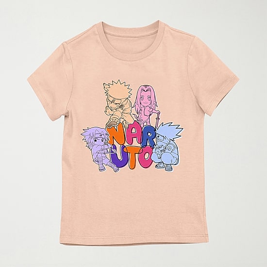 Little & Big Kid Girls Crew Neck Short Sleeve Regular Fit Naruto Graphic T-Shirt