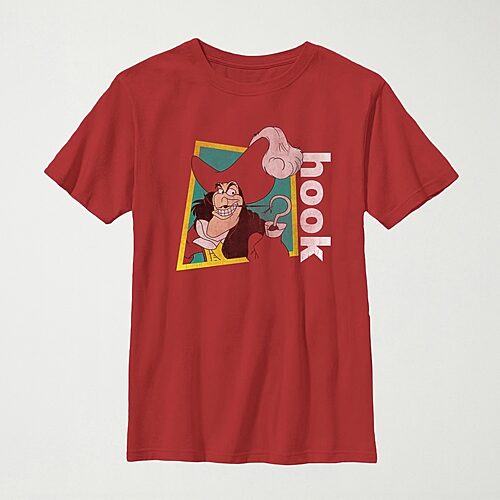 Captain Hook Little & Big Kid Boys Crew Neck Short Sleeve Regular Fit Peter Pan Graphic T-Shirt, Medium, Red