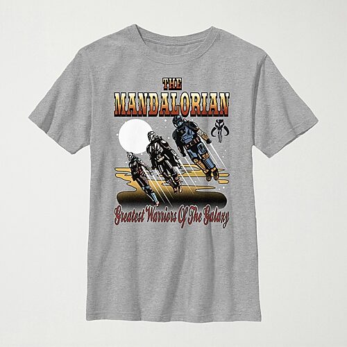 Mandalorian Little & Big Kid Boys Crew Neck Short Sleeve Regular Fit Star Wars Graphic T-Shirt, X-small, Gray
