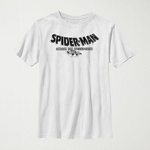 Spider-Man: Across The Spider-Verse Little & Big Kid Boys Crew Neck Short Sleeve Regular Fit Spiderman Graphic T-Shirt, Medium, White
