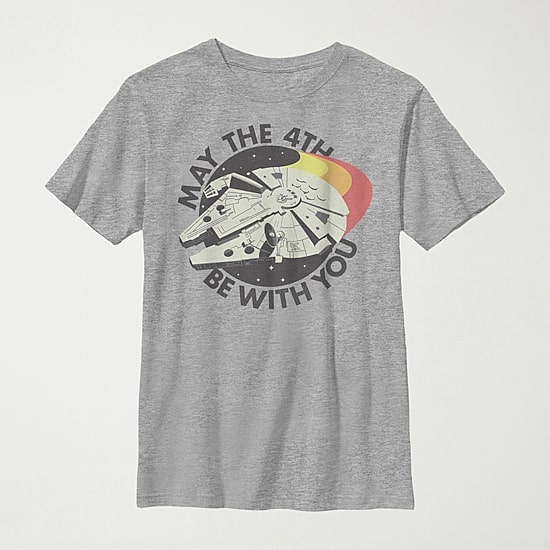 May The 4th Little & Big Kid Boys Crew Neck Short Sleeve Regular Fit Star Wars Graphic T-Shirt